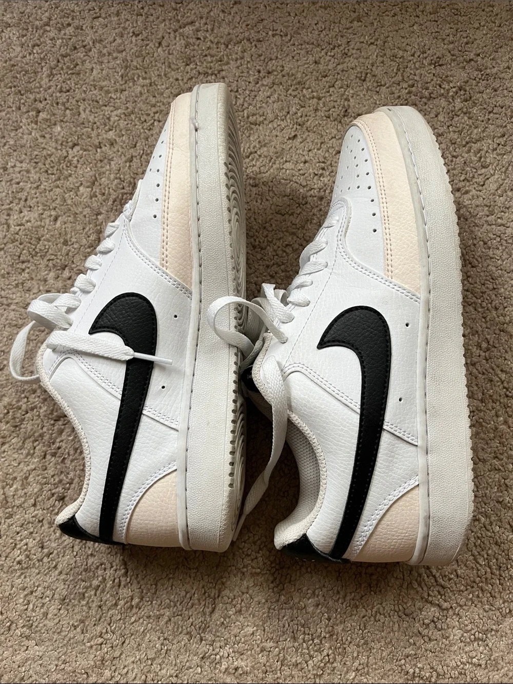 Nike Women’s Court Vision White Low-Top Sneakers with Black Swoosh